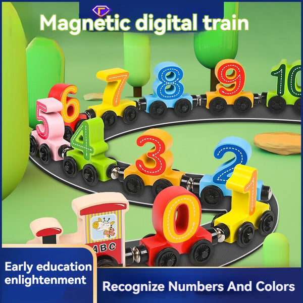 Magnetic Wooden Number Train: Early Education Toy for 1-3 Year Old Toddlers