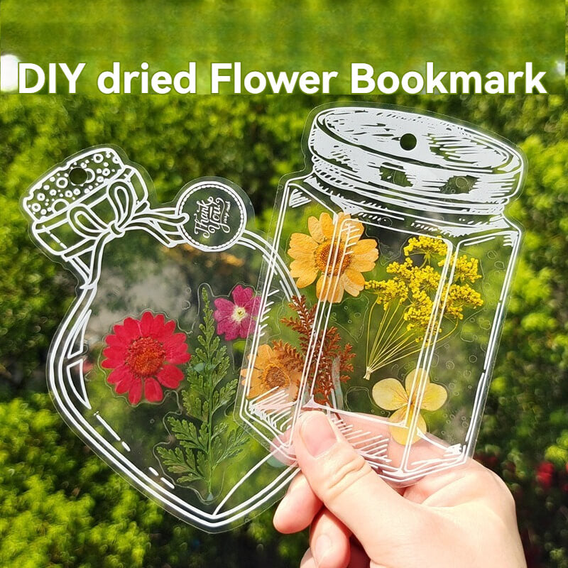 104Pcs Flower Page Clips Bookmarks Children Gifts Handmade DIY Transparent Beautiful Flower Page Glass Bottle Wishing Bottle Sticker assorted