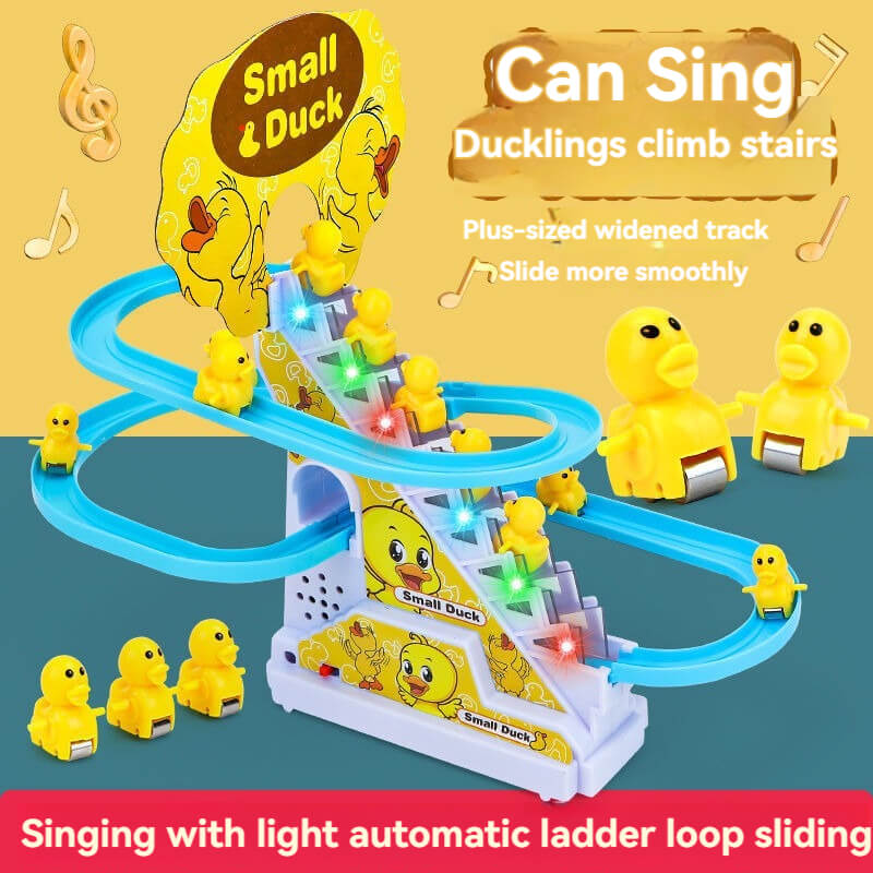 Funny little duck climbing stairs children's toy