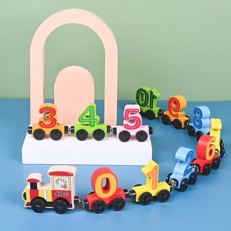 Magnetic Wooden Number Train: Early Education Toy for 1-3 Year Old Toddlers