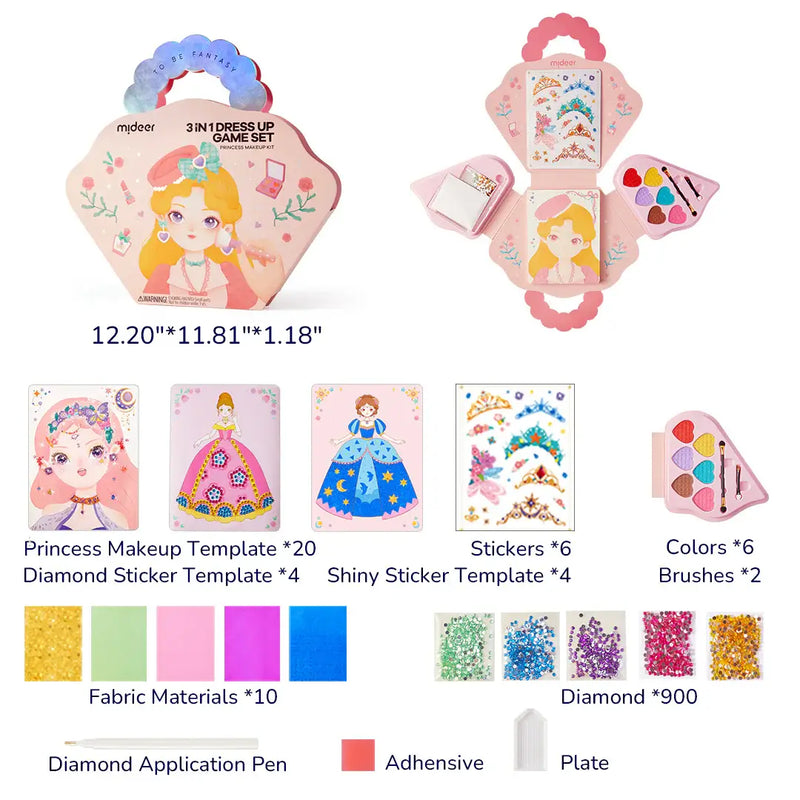 3-in-1 Dress Up Game Set: Princess Fantasy Makeup