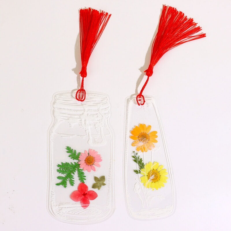 104Pcs Flower Page Clips Bookmarks Children Gifts Handmade DIY Transparent Beautiful Flower Page Glass Bottle Wishing Bottle Sticker assorted