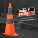 Improve Traffic Safety! Set of 2, 28-Inch Collapsible Reflective Traffic Safety Cones - Orange Cones with Reflective Collars, Ideal for Parking Lots, Driveways, Driver Training, and More.