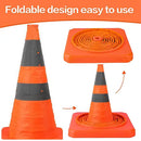 Improve Traffic Safety! Set of 2, 28-Inch Collapsible Reflective Traffic Safety Cones - Orange Cones with Reflective Collars, Ideal for Parking Lots, Driveways, Driver Training, and More.