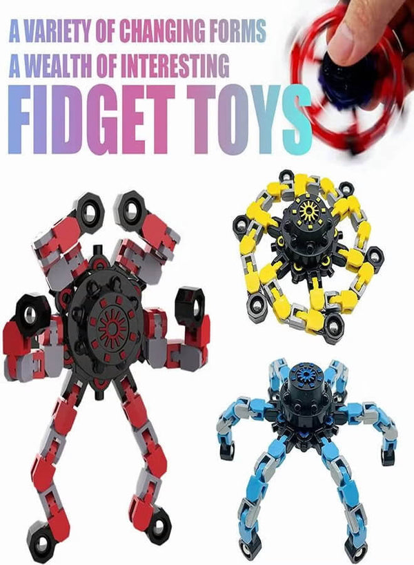 4PCS Children's DIY transforming robot fingertip toys | Adult decompression mechanical chain toys