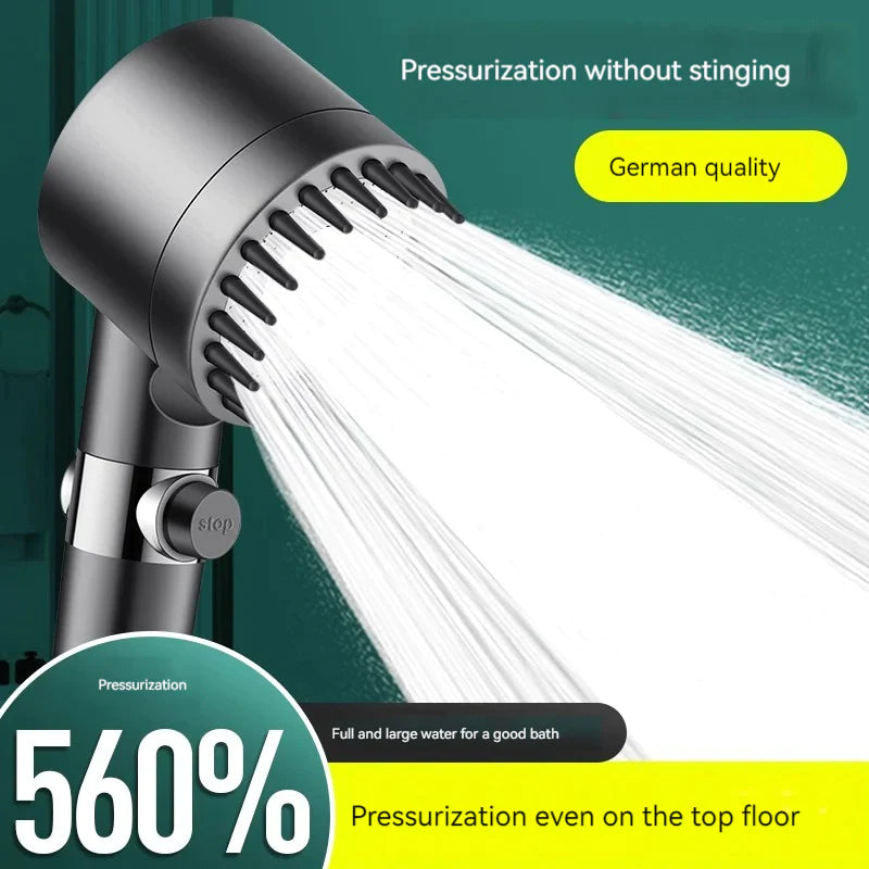 High-Grade Pressurized Bathroom Shower Head With Hose - 2 PCS